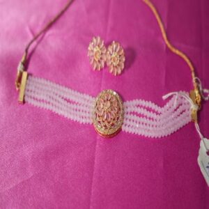 Crystal and Pink Stone Jewelry Set