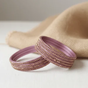 Stone Detailed Mauve Lac Bangles Set of 2