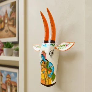 Wooden Cow Head with motifs from Rajasthan