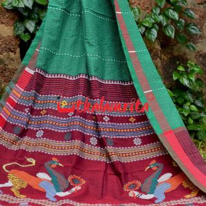 Green Dhalapathar Double Nabagunjara Cotton Saree
