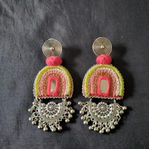 Metal and thread Jhumka Earrings from Kutch