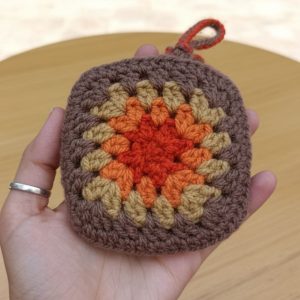 Crochet Square Pouch for Ear Buds