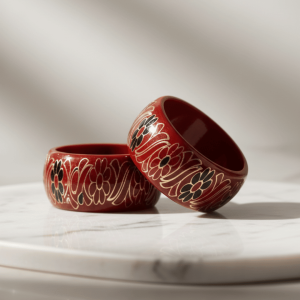 Floral Motif Red Lac Bangles Set of 2