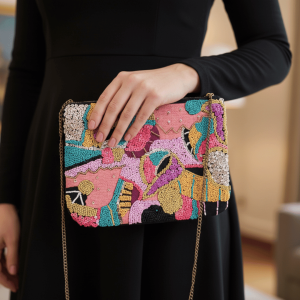 Hand Embroidery Cotton Sling Bag – Vibrant Multicolor