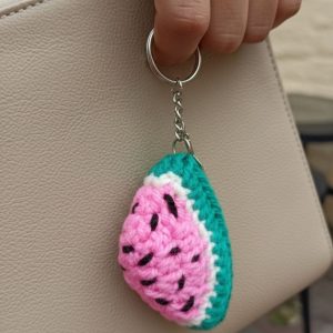 Handcrafted Crochet Watermelon Slice Keychain