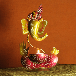 Mini Ganesha Tea Light in Metal from Rajasthan