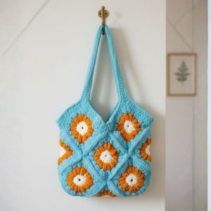 Sky Bloom Crochet Shoulder Bag
