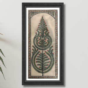 Tree of Life in Beige and Indigo Pattachitra from Odisha